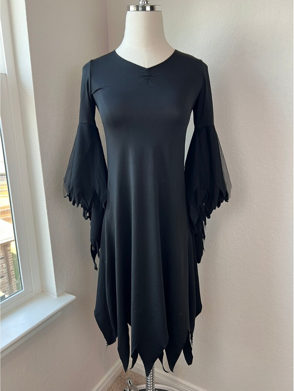 Spirit Halloween Black Ghost Ghoul Spook Costume Gothic Witch Dress Childs Small